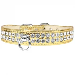 Mirage Pet 82-21-GDC24 Style No.72 Rhinestone Designer Croc Dog Collar; Gold - Size 24