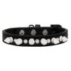 Mirage Pet 625-WT BK14 Crystal & White Spikes Dog Collar; Black - Size 14