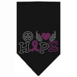 Petpal Peace Love Hope Breast Cancer Rhinestone Pet Bandana; Black - Small