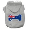 Mirage Pet 62-09 XLGY Bone Shaped Australian Flag Screen Print Pet Hoodies; Grey - Extra Large - Size 16