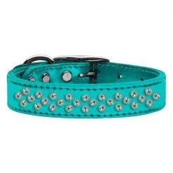 Mirage Pet 83-41 20TQM Sprinkles AB Crystal Metallic Leather Collar; Turquoise - Size 20
