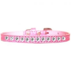 Petpal One Row Clear Jewel Croc Dog Collar; Light Pink - Size 12