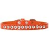 Mirage Pet 720-05 ORC14 One Row Clear Jewel Croc Dog Collar; Orange - Size 14