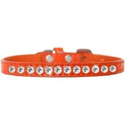 Mirage Pet 720-05 ORC14 One Row Clear Jewel Croc Dog Collar; Orange - Size 14