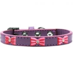 Petpal Pink Glitter Bow Widget Dog Collar; Lavender - Size 16