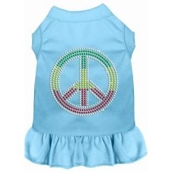 Mirage Pet 57-19 XSBBL Rhinestone Rasta Peace Dress; Baby Blue - Extra Small