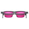 Loving Pets 842982079885 Bella Roma Travel Double Diner Dog Bowl; Pink - Small