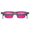 Loving Pets 842982079892 Bella Roma Travel Double Diner Dog Bowl; Pink - Medium