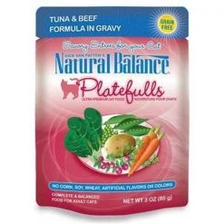 Natural Balance Pet Foods 723633540032 3 oz Natural Balance Platefulls Tuna & Beef Formula In Gravy Cat Food - Case of 24