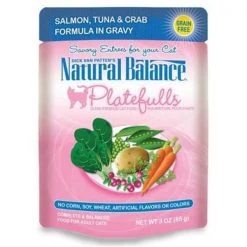 Natural Balance Pet Foods 723633540049 3 oz Natural Balance Platefulls Salmon; Tuna & Crab Formula In Gravy Cat Food - Case of 24