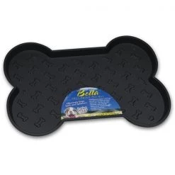 Loving Pets Products LP7357 Black Bella Spill-Proof Bone Shaped Dog Mat - 23.5 x 17.5 in.