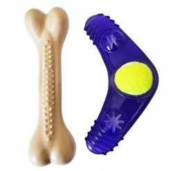 OCI 318 American Pet Large Nylon Bone Boomerang Tennis Ball Toy Set for Dog