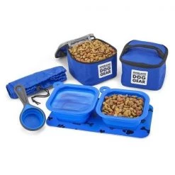 Overland Dog Gear ODG51 Dine Away Travel Set Bag for Small Dog; Royal Blue
