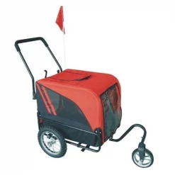 Onlinegymshop.Com Online Gym Shop CB15807 Elite-Jr Dog Pet Bike Trailer & Stroller with Swivel Wheel; Red & Black