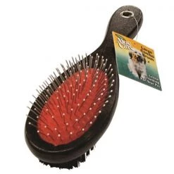 Boss Pet Products 1867456 2-in-1 Pin & Bristle Brush Combo; Large - Varnished Wood Handle