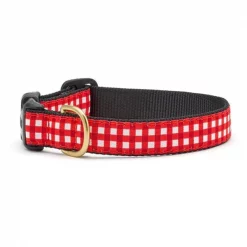 Up Country Organics Up Country RGIBCQ3W Red Gingham Pet Collar on Black - Medium Wide