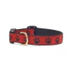 Up Country Organics Up Country REBCQ2W Red Black Paw Pet Collar - Small Wide