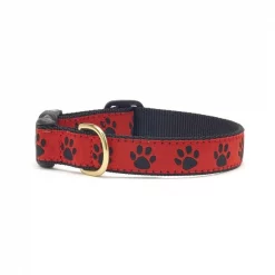 Up Country Organics Up Country REBCQ2W Red Black Paw Pet Collar - Small Wide