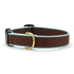 Up Country Organics Up Country BABBCXS Brown & Aqua Bamboo Pet Collar - Extra Small Narrow