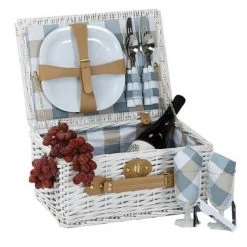 Dollar Days Boothbay 2 Person Picnic Basket; White