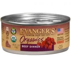 Evangers Pet Food 884170 5.5 oz Organics Beef Dinner for Cats - Pack of 24