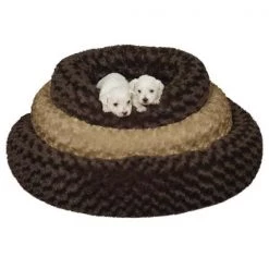 Petedge 32 in. Slumber Pet Swirl Plush Donut Beds Oatmeal
