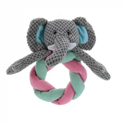 Play365 GY3710 24 43 Braided Ring Band Elephant Dog Toy - Small