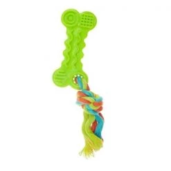 Chomper ZD1923 01 Rope with TPR Bone Dog Toy; Yellow