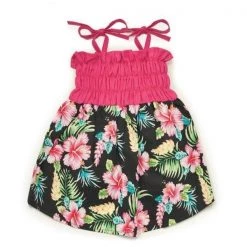 Casual Canine ZM8257 16 17 Hawaiian Breeze Sundress for Dog; Black & Pink - Medium