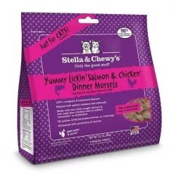 Pet Food Experts PF 84000115 3.5 oz Stella & Chewys Pouch Freezed Raw Yummy Lickin Salmon & Chicken Dinner for Cats - 8 per Case
