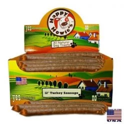 Happy Howie 50952133 Turkey Sausage for Dogs; 12 in. Bulk - Pack of 36