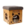 Pet Life FN1LBRMD Foldaway Collapsible Designer Cat House Furniture Bench; Light Wood - One Size