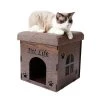 Petpurifiers Foldaway Collapsible Designer Cat House Furniture Bench; Dark Wood - One Size