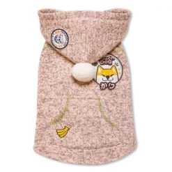 Touchdog HD5PKSM Hippie Designer Sleeveless Pompom Dog Hooded Sweater; Light Pink - Small