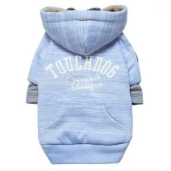 Touchdog HD4BLXS Hampton Beach Designer Sand Blasted Cotton Dog Hoodie Sweater; Blue - Extra Small