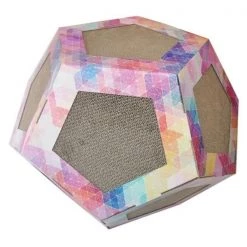 Pet Life CTS2RB Octagon Pet Cat Scratcher Toy & House; Pink Pattern - One Size