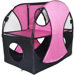Petpurifiers Kitty Play Pet Cat House; Pink & Black - One Size