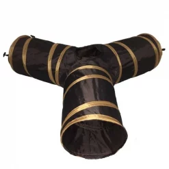 Pet Life CTNBR 3 Way Kitting Interactive Collapsible Passage Kitty Cat Tunnel; Brown & Dark Brown - One Size