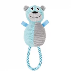 Pet Life DT26BL Natural Jute & Squeak Chew Tugging Dog Toy; Blue & Grey - One Size