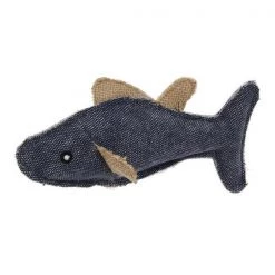 Pet Life CTY7BKSM Durable Fish Plush Kitty Catnip Cat Toy; Black - Small