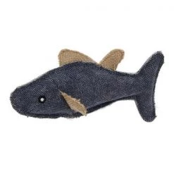 Petpurifiers Durable Fish Plush Kitty Catnip Cat Toy; Black - Small