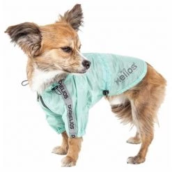 Dog Helios R9AQXS Torrential Shield Waterproof Multi-Adjustable Pet Dog Windbreaker Raincoat - Aqua Blue; Extra Small