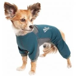 Dog Helios YGHL8BLXS Rufflex 4-Way-Stretch Breathable Full Bodied Performance Dog Warmup Track Suit - Blue & Grey; Extra Small