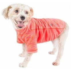 Pet Life TSHL5ORXL Active Warf Speed Heathered Ultra-Stretch Sporty Performance Dog T-Shirt; Neon Orange Heather & Pink - Extra Large