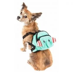 Pet Life BP5BLSM Dumbone Dual-Pocketed Compartmental Animated Dog Harness Backpack; Blue - Small