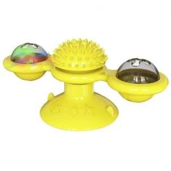 Natural Life Pet Products Pet Life CTY30YL Windmill Rotating Suction Cup Spinning Cat Toy; Yellow - One Size