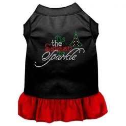 Mirage 57-67-BKRDSM Tis The Season To Sparkle Rhinestone Dog Dress; Black & Red - Small