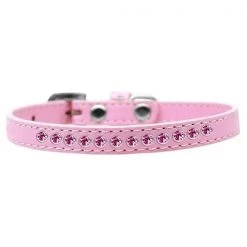 Mirage 611-07 LPK-16 Bright Pink Crystal Puppy Light Pink Dog Collar - Size 16
