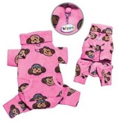 Klippo KBD073-XS Silly Monkey Fleece Turtleneck Dog Pajamas; Pink - Extra Small