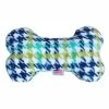 Mansbestfriend Plush Bone Dog Toy - Aqua Plaid - One Size
